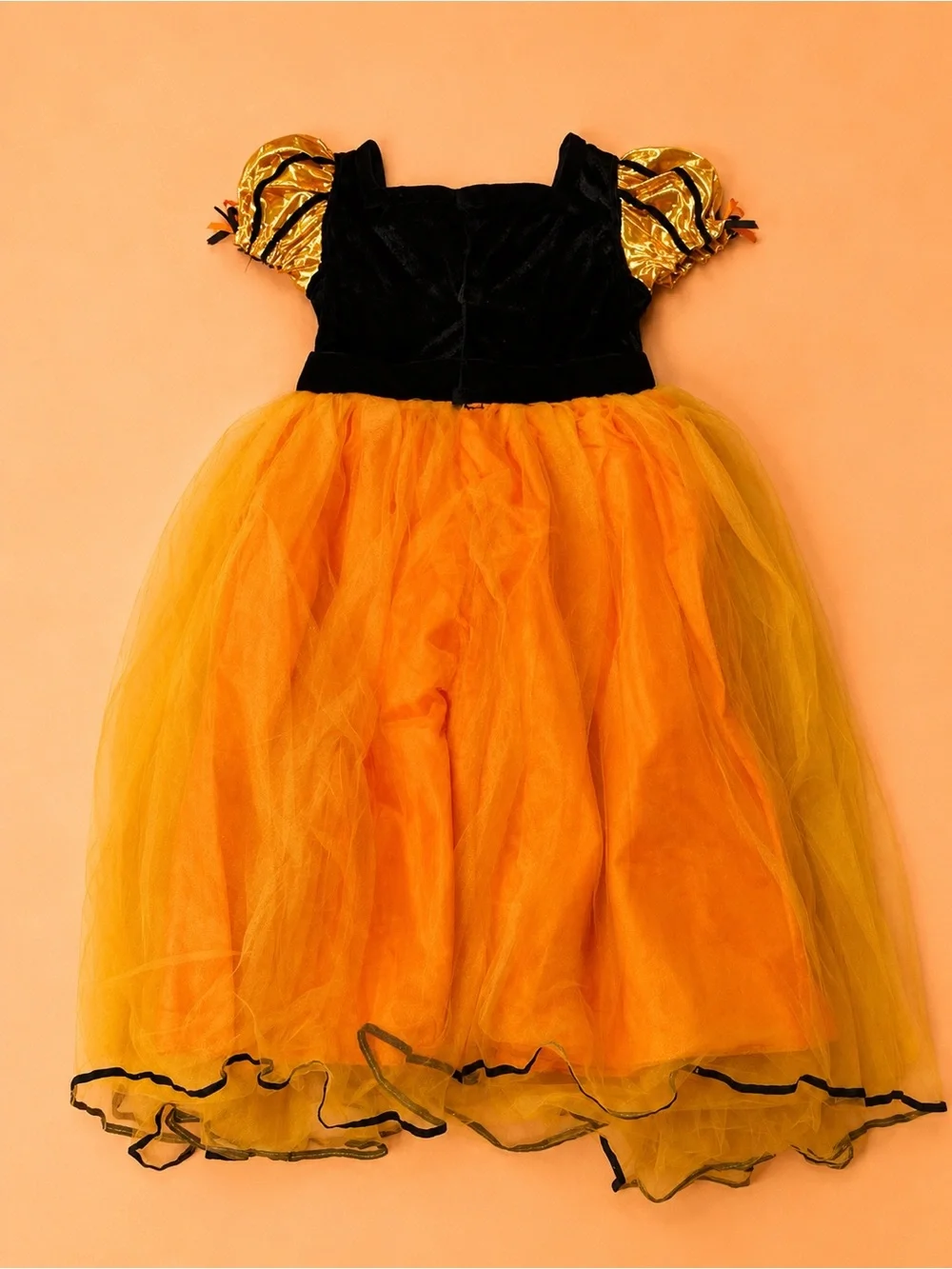 Target Girls Witch Halloween Costume Dress & Hat Orange Gold Black Size 4-5T